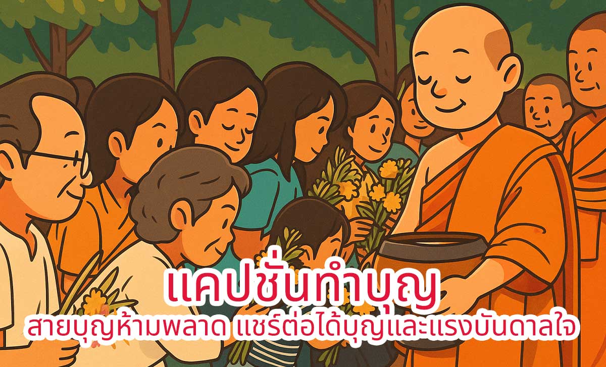 รวมแคปชั่นทำบุญใส่บาตร เริ่มต้นวันใหม่ด้วยใจอิ่มบุญ 🌞 แคปชั่นทำบุญ สายบุญห้ามพลาด แชร์ต่อได้แรงบันดาลใจ 🙏 แคปชั่นทำบุญวันพระ เสริมความมงคลให้ชีวิต